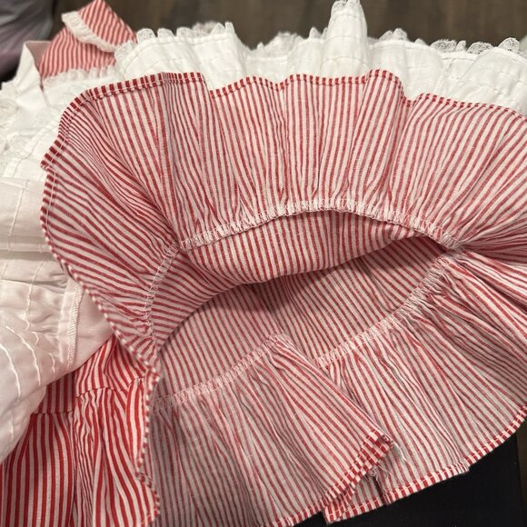 Vintage MINI WORLD Red & White Pinafore Party Dress size L 9-12 Mo Full Skirt - Picture 5 of 10